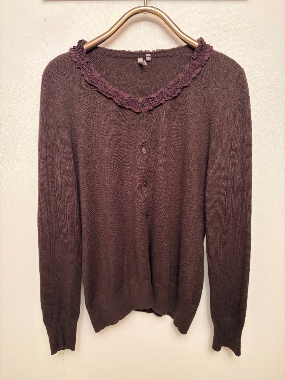 Caslan Brown Cardigan with neck detail